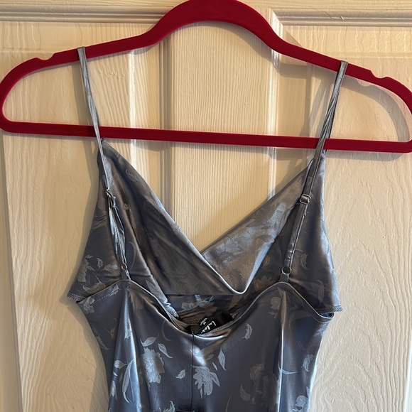 NWT lulus slate blue jacquard slip dress - Picture 4 of 5